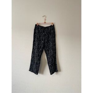 Vintage 90s mom‎ full embroidered linen blend cropped pants size 6